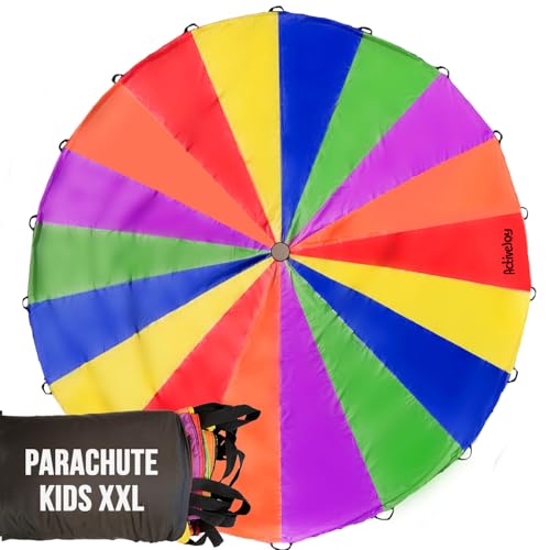 Activejoy- Parachute for Kids- Rainbow Parachute Toys for Kids with 18 Handles - 20ft Play Parachute Game for Kids