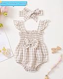 Renotemy Infant Baby Girl Summer Outfits Cute Baby Rompers Girl Gifts Halter Short Sleeve Summer Baby Girl Clothes Baby Girls Rompers 3-6 Months Bowknot