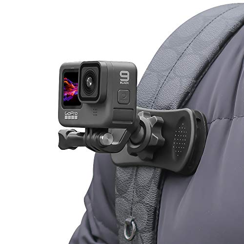 SKEZN Backpack Strap Clip Mount, 360° Rotation Backpack Clamp Mount Compatible with Gopro Hero 13/12/11/10/9/8 Black, Session, DJI Osmo Action 5Pro/4/3 and Most Action Cameras (BC-2)