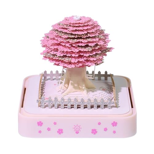 EcHomey 3D Sakura Tree Calendar 2025, Light-Up Memo Pad Desk Calendar For Office School Event Reminder