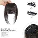 Clip In Bangs-Fake Bangs Hair Clip Dark Brown Clip On Bangs Real Human Hair French Curtain Bangs For Women Clips French Bangs Hair Extensions Fringe With Temples Hairpieces Curved Bangs For Daily Wear