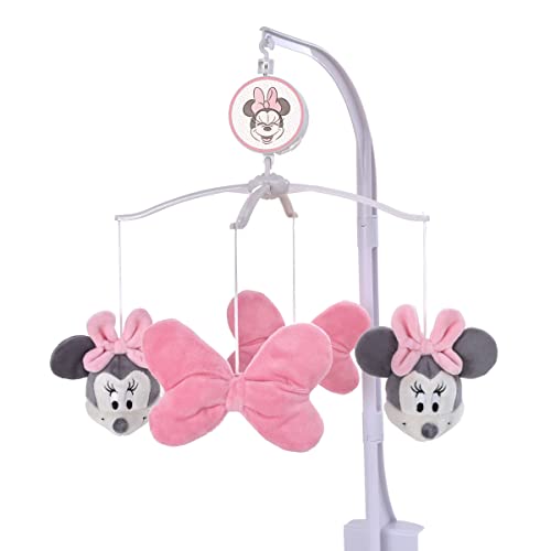 NoJo Disney Minnie Mouse Musical Mobile Lovely Little Lady Pink Plush Bows Baby Nursery Mobile Décor for Boys or Girls