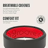 Groove Life Edge Black/Red Silicone Ring - Breathable Rubber Wedding Rings for Men, Lifetime Coverage, Unique Design, Comfort Fit Ring - Size 10