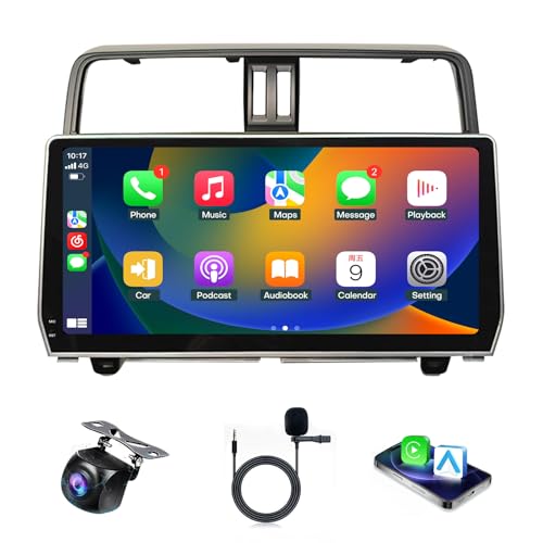 Car Radio for Toyota Land Cruiser Prado 150 2018 2019 2020 2011 2012 2023 Upgrade Stereo Radio Replacement with CarPlay 12.3 inch Touch Screen Android Auto Bluetooth GPS SWC WiFi Backup Camera