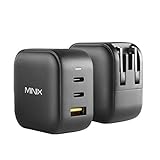 MINIX 66W Turbo 3-Port GaN Wall Charger 2 x USB-C Fast Charging Adapter, 1 x USB-A Quick Charge 3.0, Compatible with MacBook Pro Air, iPad Pro, iPhone 15/13/12 mini/11, Galaxy S9 S8 and More (NEO P1)