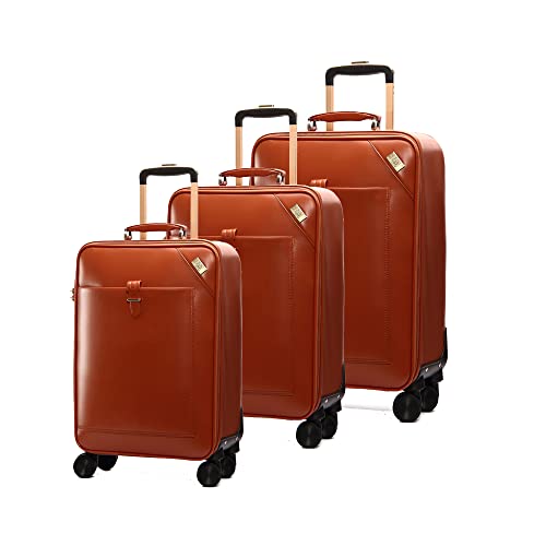 SEMMS LUXURY LEATHER LUGGAGE SET (28"/24"/20") LIGHT BROWN