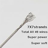 50Meters 1.0mm 130lb Fishing Steel Wire line 7x7 49 Strands Trace Coating Wire Leader Coating Jigging Wire Lead Fish Jigging Line Fishing Wire Stainless Steel Leader Wire