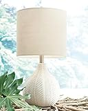 Signature Design by Ashley Rainermen 20" Modern Herringbone Ceramic Table Lamp, Off White