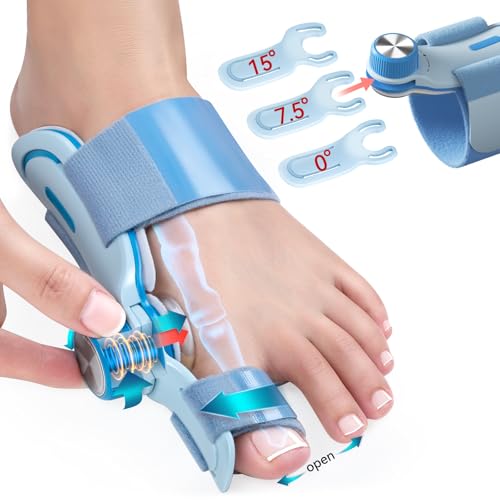 TENICORE Bunion Corrector for Women Men, Adjustable Knob Double Correction Separator for Big Toe Relief Bunion Splints Hammer Toe Straightener with Silicone Pad Comfortable Effective