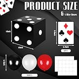 Vertintong 60 Pcs Casino Themed Party Decorations Set 6 Pcs 11 Inch Large Casino Dice Favor Boxes 6 Jumbo Poker Cards Accessory 48 Pcs Red Black and White Balloon for Las Vegas Game Night Party Decor