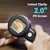 Microscope for Kids Adults, 100X Handheld Coin Magnifier for Collectors, HP30 USB Digital Magnifying Glass with Light, Portable Jewelers Loupe with Screen, Pocket Mini Scope Camera for Trichome