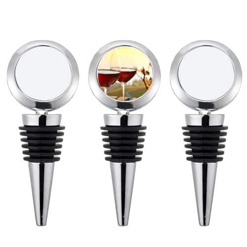 3 Pack Zinc Alloy Wine Bottle Stopper Set - Round, Reusable Heat Transfer Stoppers for Red Wine - Perfect for Bar, Party & Wedding