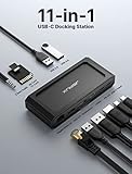 JSAUX USB-C Laptop Docking Station, 11-in-1 Dock with 8K@30Hz HDMI and DP, 100W PD, USB-C and 3 USB-A, Gigabit Ethernet, 3.5mm Audio, SD/TF Reader Compatible with Steam Deck, MacBook,ROG Ally-HB1101