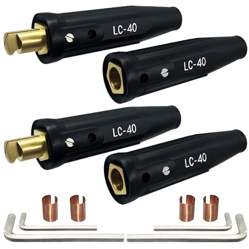 2 Pack LC-40 Welding Leads Quick Connector, Welding Cable Connectors, Male & Female Welding Connectors for Welding Machine Accessories, 1/0 and 2/0 Welding Cable Size Capacity, 350 Amp Max Rating