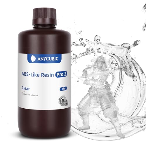 ANYCUBIC ABS-Like Resin Pro 2, Upgraded 8K 3D Printer Resin with Enhanced Strength and Toughness, High Precision, Low Odor, Wide Compatibility for All LCD Resin 3D Printers (Clear, 1kg)