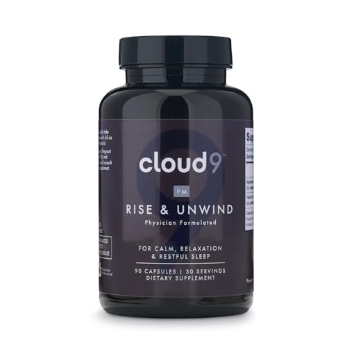 Cloud9 Rise & Unwind PM - Nighttime Wellness Supplement for Relaxation & Rest - Sleep Support Supplement with Herbal & Vitamin Blend for Calm, Restful Sleep - 90 Capsules, 60g