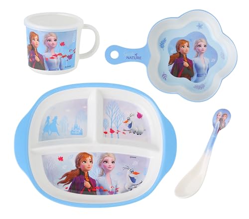 Frozen Elsa Anna Olaf Dinnerware Flatware Meal Set for Kids Girls – Plate Bowl Cup Spoon, 4 pieces