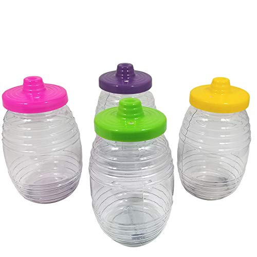 SPARC LIGHTING Mexican Style 32 oz Mini Plastic Barrel with Straw and Lid Traditional Vitroleros in Assorted Colors (32oz (4 Pack))