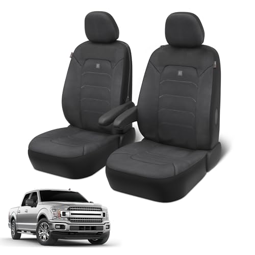 Neoprene Advantage Waterproof Seat Covers - Truck, Van & SUV Seat Covers for Cars – Front Seat Cover Set with Airbag Compatibility, Universal Fit for Car Seats, Black (Armrest Covers Not Included)