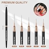 Artdone Metallic Nail Art Pens, Liner Brushes Set, 5PCS Black Color Nail Tools For Long Lines, Thin Details, Fine Drawing, Liner Brush UV Gel Polish Painting Nail Design Sizes 5/8/12/20/25mm