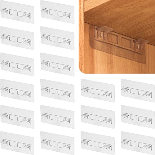 30 Pcs Punch Free Shelf Support Pegs No Drill Adhesive Shelf Bracket Clear Shelf Pins for Cabinet Shelves Shelf Clips Self Adhesive Shelves Shelf Holders for Kitchen Book Shelves Closet Clapboard