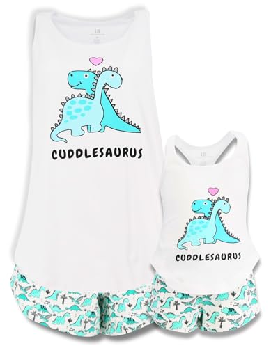 Unique Baby Cuddlesaurus Mommy and Me Outfits Matching Mom Daughter Mothers Day Clothing Shirts Shorts Set (L)