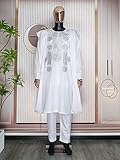 HD African Man Apparel Agbada Clothing Embroidery Dashiki Shirts and Pants White African Outfits for Men 3 Pieces Clothes 4XL