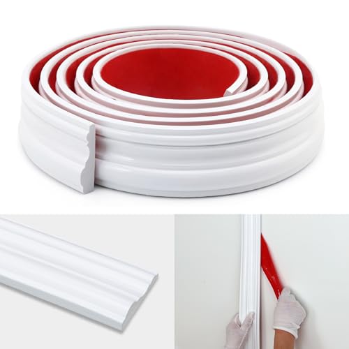 Taaizau Peel and Stick Wall Molding Trim, Flexible Chair Rail Moulding Strip for Mirror Frame, Wall Protection and Home DIY Decoration (118'' x 2.4'')