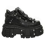 New Rock M-TANK106-C2 Men's Black 100% Leather Goth Platform Punk Fashion Ankle Boots Shoe 9