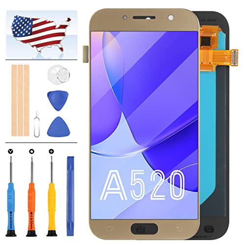 Screen Replacement For Samsung Galaxy A5 2017 A520 SM-A520F LCD Display Matrix Panel Parts Assembly Touch Sensor Digitizer Glass Lens Kit with Free Tools (OLED Gold)