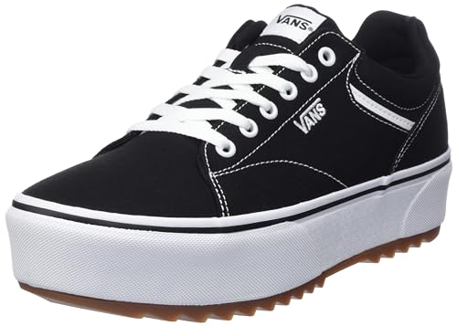 Vans Women’s Canvas Seldan Low Cut Design Platform Sneaker, 7 M, Canvas Black