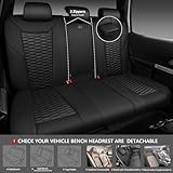 CAR PASS 3D Foam PU Leather Car Seat Covers Full Set,Luxury Breathable Faux Leather Seat Covers for Car,Anti Slip Universal Fit for SUVs Vans Sedan Truck Automotive,Armrest Airbag Compatible All Black