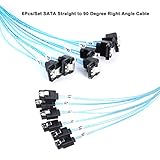 ADCAUDX SATA-III Cable: 0.5M 6Pcs/Set Thin 90-Degree SATA Cable Right-Angle to Straight 6Gbps Bundled Data Cables for Server, Raid, SSD, HDD, CD, DVD Drives (1.6FT)