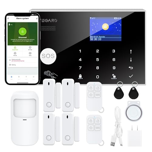 Alarm System with Phone APP Alert,DIY WiFi Home Security Alarm System,12pcs Kit Motion Detector,Door Sensor,Remote Control,Siren,Compatible with Alexa Google for Home Villa,for Children Elderly Safety