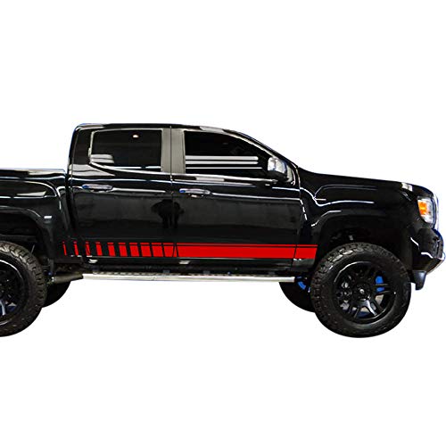 Bubbles Designs Set of Racing Side Stripes Decal Sticker Graphic Compatible with GMC Canyon Crew Cab