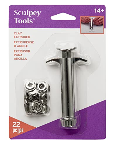 Sculpey Tools Clay Extruder 20 piece set, die cast steel construction, Great for DIY projects using polymer oven-bake clay, great for all skill levels
