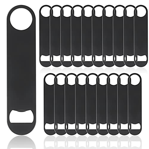 QTLCOHD 20 Pack Flat Bottle Opener 7 Inch Stainless Steel Bottle Openers Bulk Black Beer Bottle Opener Bartender for Kitchen Bar or Restaurant