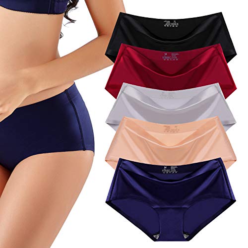 ITAYAX Plus Size Stretchy Soft Satin Underwear for Women Frozen Silky Panties with Silky Tactile Touch 5 Pack Womens Silky Panties