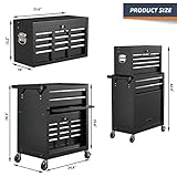 DYneeds 8-Drawer High Capacity Rolling Tool Box, Removable Cabinet Storage Tool Chest with Wheels and Drawers, Detachable Toolbox with Lock for Mechanics Garage Workshop and Tool Room (Black)