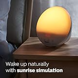 Philips SmartSleep Wake-up Light, Colored Sunrise and Sunset Simulation, 5 Natural Sounds, FM Radio & Reading Lamp, Tap Snooze, HF3520/60