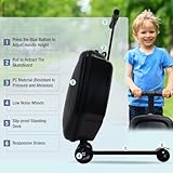 GHSY Scooter Luggage for Kids and Adults,Carry On Foldable Suitcase with Wheels,Multifunctional Ride On Trolley Scooter Case Bags (Black)