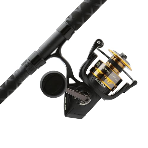 PENN 8' Battle IV Spinning Fishing Rod and Reel Combo Kit, 5000 Reel, CNC Gear Technology, Full Metal Body and Sideplate, HT-100 Drag System