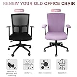 Tallew 4 Pcs Office Chair Covers Set Computer Universal Protective Stretchable Chair Seat Covers Desk Armrest Covers Slipcovers Pads Office Cushion Backrest for Rotating(Lilac Purple,Polyester)