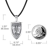 Eusense St Michael Pendant for Men Women Archangel Saint Michael Necklace Sterling Silver De Plata 925 San Miguel Arcangel Medalla St. Michael Shield Medal Medallion