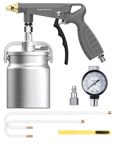 InoKraft Undercoating Spray Gun with Suction Feed Cup, 360° & Straight Spray Hoses, for Truck Bed Liner Coating, Rubberized Undercoat, Rust Proofing