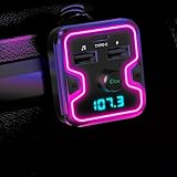 Car and Driver Bluetooth 5.0 FM Transmitter for Car, Dual USB and Type C PD 18W Car Charger Wireless Car Adapter Receiver Siri Google Alexa Assistant