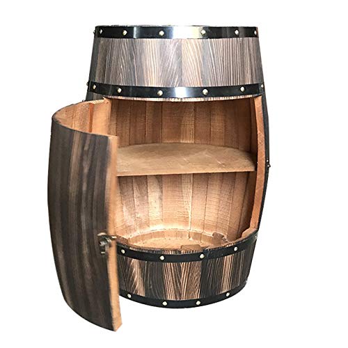 Solid Wood Oak Barrel Wine Cabinet with Locking Door - Decorative Beer Barrel Display - Natural Wood Storage - Perfect Wine Cellar Decoration