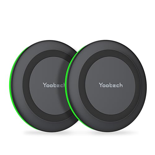 Yootech [2 Pack] Wireless Charger,10W Max Fast Wireless Charging Pad Compatible with iPhone 16e/16/16 Plus/16 Pro Max/15/14/13/SE 2022/12/11/X/8,Samsung Galaxy S23/S22,for AirPods Pro 2(No AC Adapter)