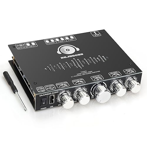 S350HS TPA3251 Bluetooth Power Amplifier Board with Subwoofer 2.1 Channel 220W×2+350W, 12V-38V Audio Power Amplifier Module with Treble and Bass Control,Black (S350HS)