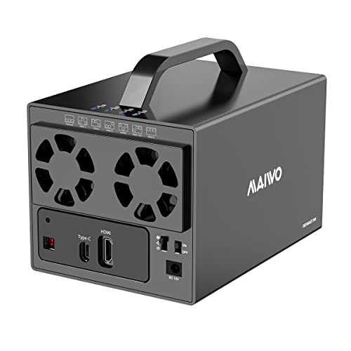 MAIWO USB-C 4 Bay HDD RAID Enclosure for 2.5" 3.5" SATA Drive with Cooling Fan, USB A-C 3.1 & C-C Cable Included, Supports Raid Normal,0,3,5,1/10,Clone/Large(jbod) & 72TB Capacity, DAS(NOT NAS)